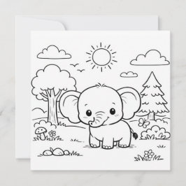 Página para colorir de elefante para crianças 
