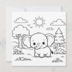 Página para colorir de elefante para crianças 
