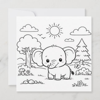 Página para colorir de elefante para crianças 