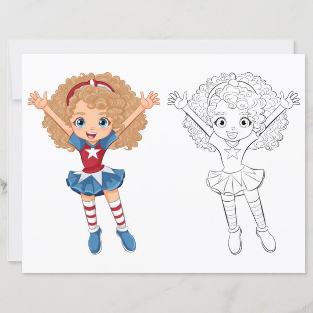 Página para colorir de menina dançando fofa (Frente)