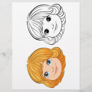 Página para colorir de menina fofa
