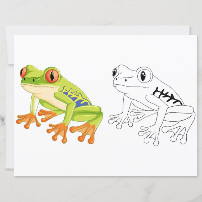 Página para colorir de sapo de desenho animado fof (Frente)