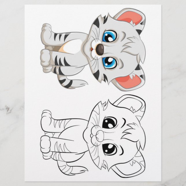 Página para colorir de tigre fofo  (Frente)