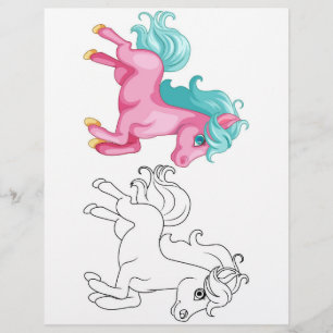 Página para colorir de unicórnio de desenho animad