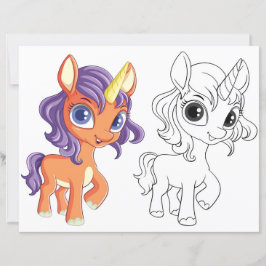 Página para colorir de unicórnio de desenho animad