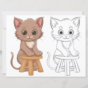 Página para colorir gato de desenho animado fofo