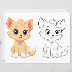 Página para colorir gato de desenho animado fofo