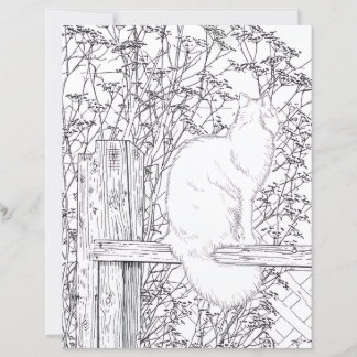 Página para Colorir - Gato no Cerca