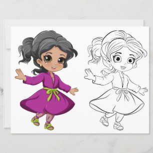 Página para colorir menina dançando fofa