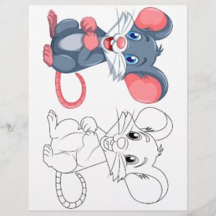 Página para colorir rato de desenho animado fofo