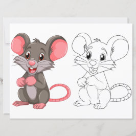 Página para colorir rato de desenho animado fofo