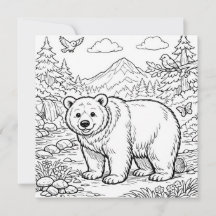 Página para Colorir Urso Animal Preto e Branco