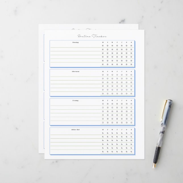 Página Planejamento Semanal do Routine Tracker (Frente/Verso In Situ)
