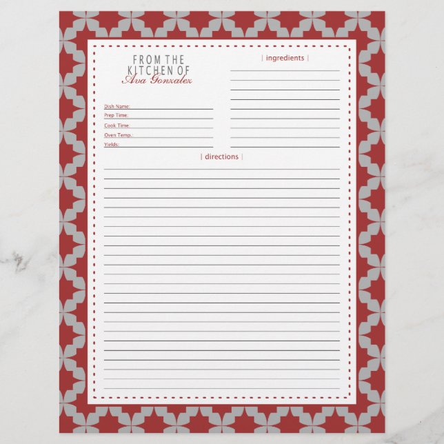 Página Receita da Estrela Retroativa Vermelha (Frente)