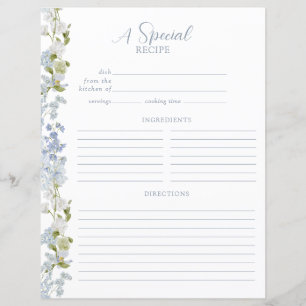 Página Receita do Chá de Jardim Elegante Azul Dust