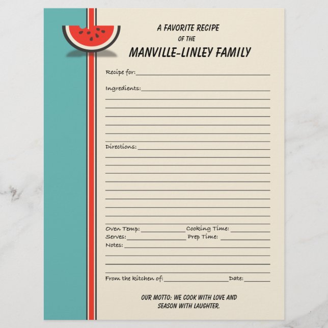 Página Receita Personalizada da Fatia de Melancia (Frente)