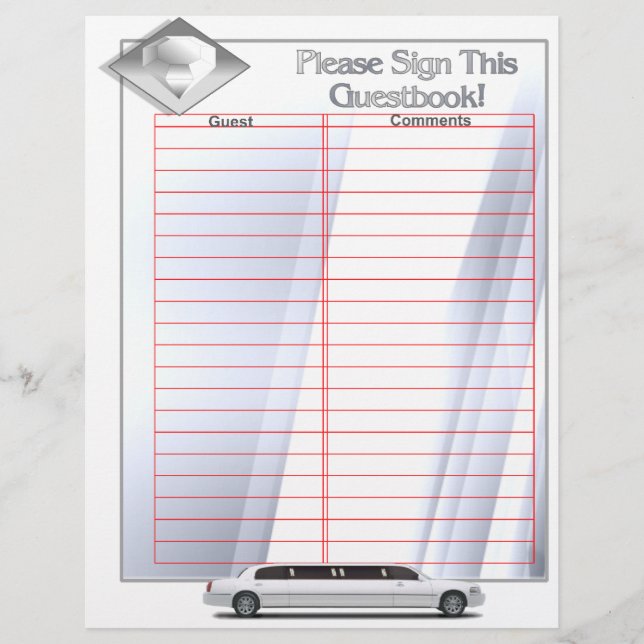 Páginas de Guestbook do Álbum de Casamento (Inserç (Frente)