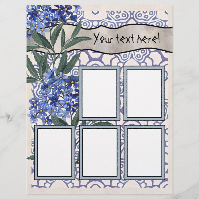 Páginas de Layout do Scrapbook - Cinco Quadros (Frente)