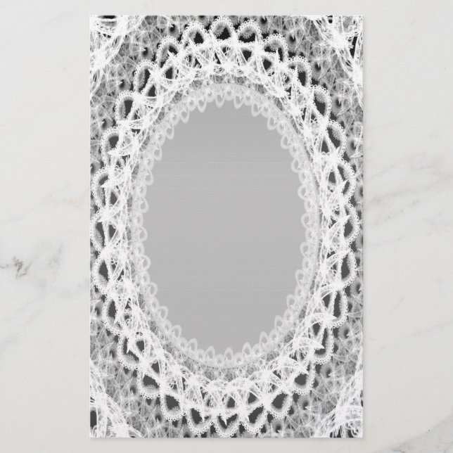 Páginas de papelaria do Linked White Lace Damask I (Frente)