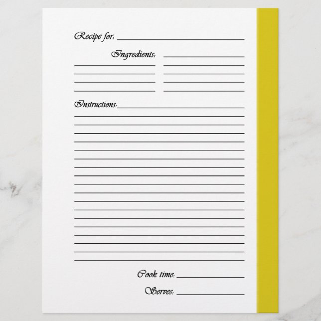 Páginas de Receita Amarelas de Dois Lados (Frente)