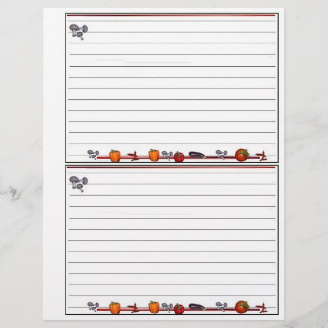 Páginas de Receita de design Vegetal para Binder d (Frente)