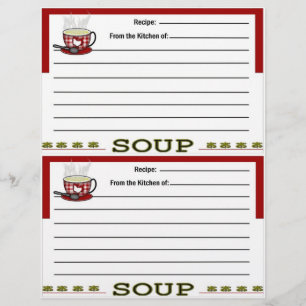 Páginas de Receita de Sopa para Binder de Receita