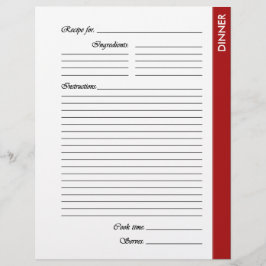 Páginas de Receita do JANTO Vermelho de 2 Lados