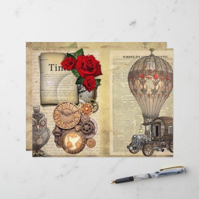 Páginas de Scrapbook/Diário Steampunk (Frente/Verso In Situ)