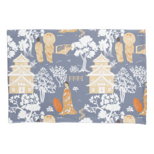 Pagodas de Chinoiserie Laranja e Azul