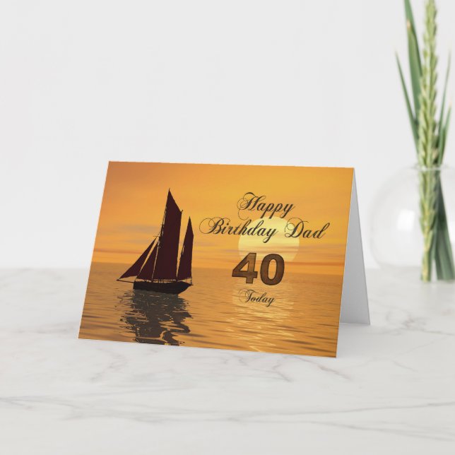 Pai, 40º cartão de aniversário de iate Sunset (Frente)