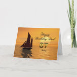 Pai, 87.o Cartão de aniversário de Iate Sunset<br><div class="desc">Envie cartões de aniversários com esta bela carta. Um iate veleja para um pôr do sol ouro,  com sua foto onde o sol deveria estar! Um cartão para seu Pai especial.</div>