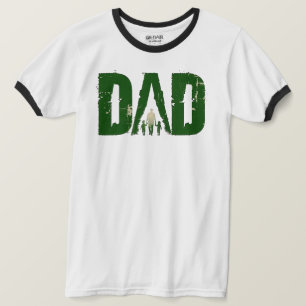PAI caminhando com crianças Ringer T-Shirt