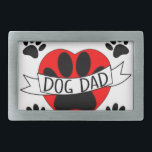 Pai Cão E Desenho Coração Vermelho<br><div class="desc">Uma pata de cachorro imprime em um coração vermelho com texto em fita. Design original com patas e bigode. Uma ideia de presente para os homens.</div>