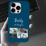 Pai com Crianças e Colagem de Fotos de Pai Familia<br><div class="desc">Pai com Crianças e capas de iphone de Colagem de Fotos de Pai Familiar. Colagem de 6 fotos, nome do pai com uma doce mensagem em um roteiro branco e nomes de crianças que sobrepõem as fotos. Adicione suas 6 fotos favoritas da família. Bela manutenção e presente de aniversário, Dia...</div>