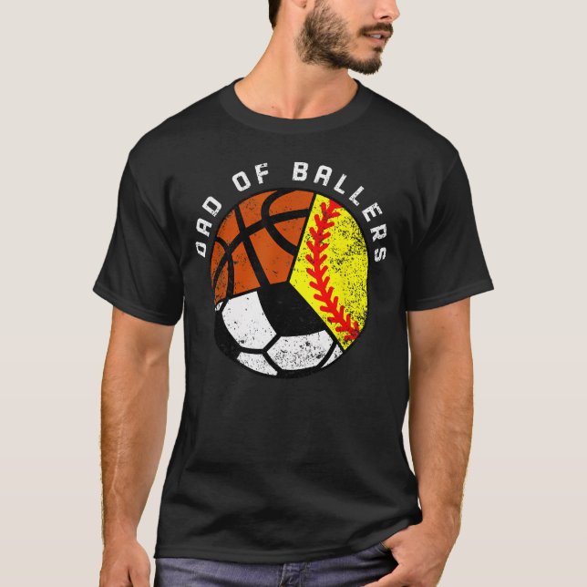 Pai de Atletas Camiseta Engraçada de Softbol Futeb (Frente)