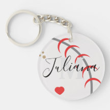 Pai de baseball Mãe Avô Monograma Chaveiro