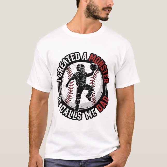 Pai de beisebol Monstro Vintage Camisa de Catcher  (Frente)