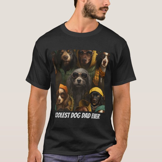 "Pai de Cachorro Mais Legal/Mãe" Engraçado T-shirt (Frente)