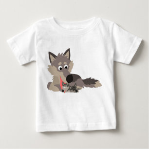Pai de Cartoon Bonito Wolf and Pups Baby T-Shirt