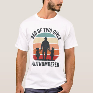 Pai de Duas Meninas Superado Camisa Vintage Famíli