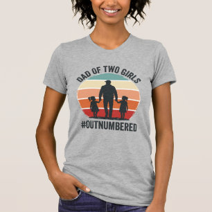 Pai de Duas Meninas Superado Camiseta Vintage Famí