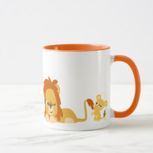 Pai de Leão de Cartoon e Caneca de Cubo