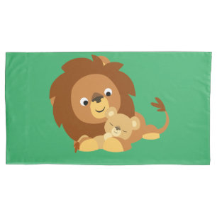 Pai De Leão E Cubo De Cartoon Bonito E Amável