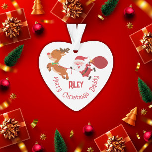 Pai de Natal Merry Monograma Ornamento do Coraçã