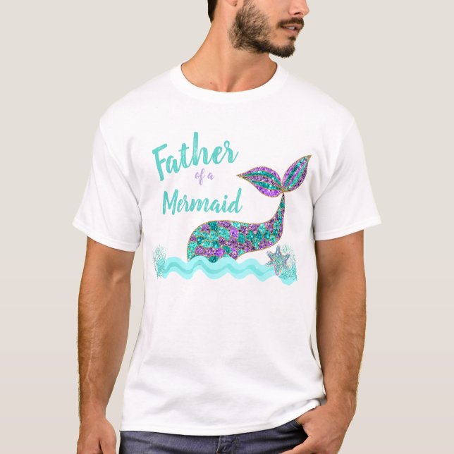 Pai de uma Sereia, camiseta de festa de aniversári (Frente)