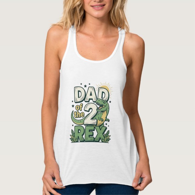 Pai do 2 Rex Camisa de Pai de Dinossauro Design_1 (Frente)