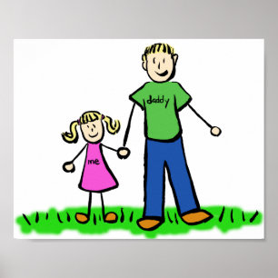 Pai e Filha Personalizar Poster de Caractere Famil
