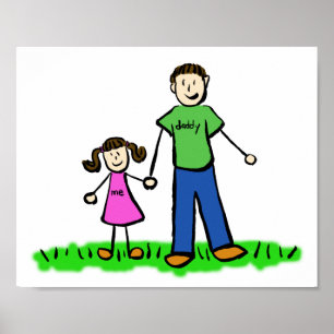 Pai e Filha Personalizar Poster de Caractere Famil