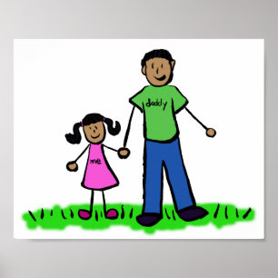 Pai e Filha Personalizar Poster de Caractere Famil
