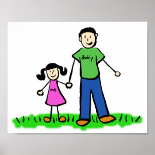 Pai e Filha Personalizar Poster de Caractere Famil